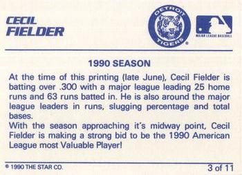 1990 Star Cecil Fielder Orange #3 Cecil Fielder Back