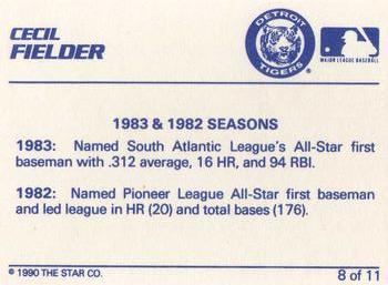 1990 Star Cecil Fielder Orange #8 Cecil Fielder Back