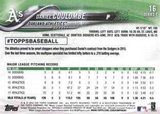 2018 Topps On-Demand Mini #16 Daniel Coulombe Back