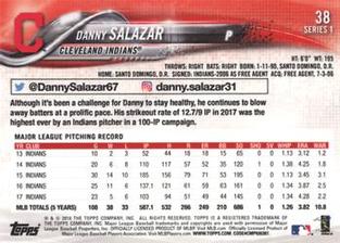 2018 Topps On-Demand Mini #38 Danny Salazar Back