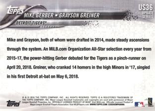 2018 Topps On-Demand Mini #US36 Mike Gerber / Grayson Greiner Back