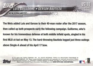 2018 Topps On-Demand Mini #US103 Gerson Bautista / Luis Guillorme Back