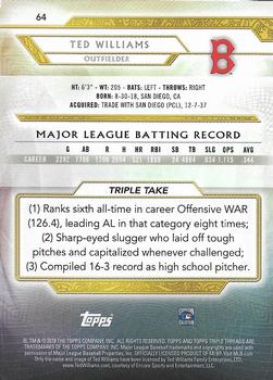 2018 Topps Triple Threads - Gold #64 Ted Williams Back