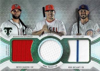 2018 Topps Triple Threads - Relic Combos #RCC-BMK Bryce Harper / Kris Bryant / Mike Trout Front
