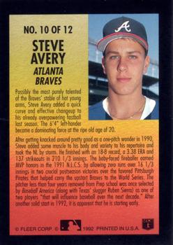 1992 Fleer - Smoke 'N Heat #10 Steve Avery Back