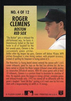 1992 Fleer - Smoke 'N Heat #4 Roger Clemens Back