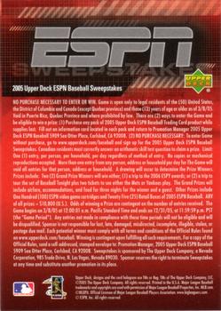 2005 Upper Deck ESPN #NNO ESPN Sweepstakes Entry Back