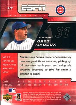 2005 Upper Deck ESPN #17 Greg Maddux Back