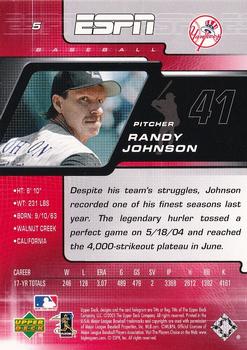 2005 Upper Deck ESPN #5 Randy Johnson Back