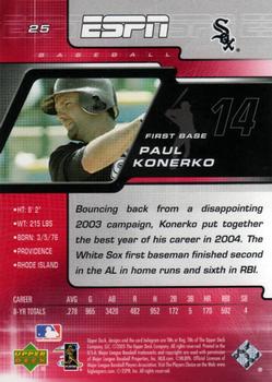 2005 Upper Deck ESPN #25 Paul Konerko Back