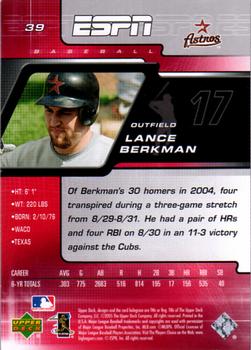 2005 Upper Deck ESPN #39 Lance Berkman Back