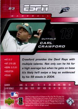 2005 Upper Deck ESPN #83 Carl Crawford Back