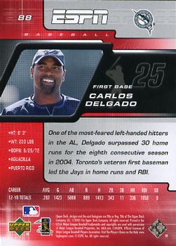 2005 Upper Deck ESPN #88 Carlos Delgado Back