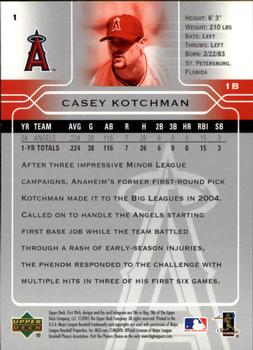 2005 Upper Deck First Pitch #1 Casey Kotchman Back