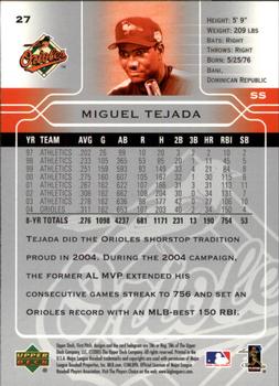 2005 Upper Deck First Pitch #27 Miguel Tejada Back