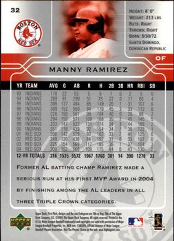 2005 Upper Deck First Pitch #32 Manny Ramirez Back