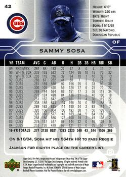 2005 Upper Deck First Pitch #42 Sammy Sosa Back