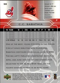 2005 Upper Deck First Pitch #58 C.C. Sabathia Back