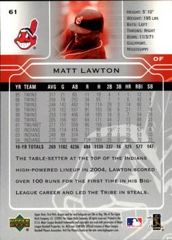 2005 Upper Deck First Pitch #61 Matt Lawton Back