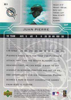 2005 Upper Deck First Pitch #81 Juan Pierre Back