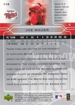 2005 Upper Deck First Pitch #115 Joe Mauer Back