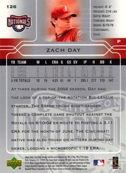 2005 Upper Deck First Pitch #126 Zach Day Back