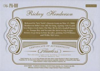 2018 Panini Flawless - Patches Gold #PA-RH Rickey Henderson Back