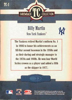 2005 Donruss Throwback Threads - Throwback Collection #TC-1 Billy Martin Back