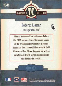 2005 Donruss Throwback Threads - Throwback Collection #TC-12 Roberto Alomar Back