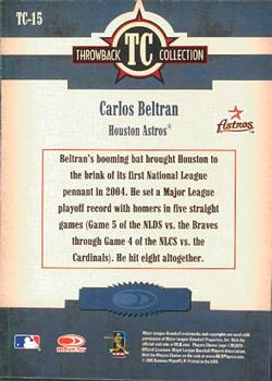2005 Donruss Throwback Threads - Throwback Collection #TC-15 Carlos Beltran Back