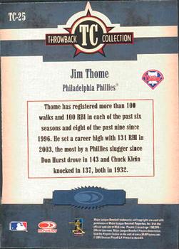 2005 Donruss Throwback Threads - Throwback Collection #TC-25 Jim Thome Back