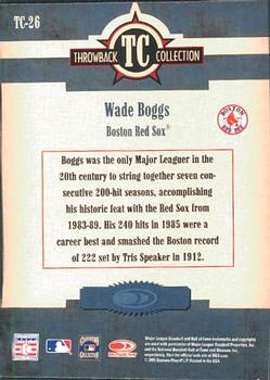 2005 Donruss Throwback Threads - Throwback Collection #TC-26 Wade Boggs Back