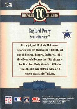 2005 Donruss Throwback Threads - Throwback Collection #TC-37 Gaylord Perry Back
