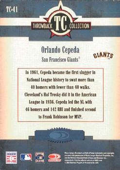 2005 Donruss Throwback Threads - Throwback Collection #TC-41 Orlando Cepeda Back