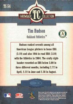 2005 Donruss Throwback Threads - Throwback Collection #TC-54 Tim Hudson Back