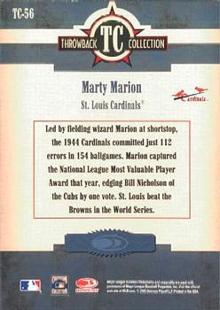2005 Donruss Throwback Threads - Throwback Collection #TC-56 Marty Marion Back