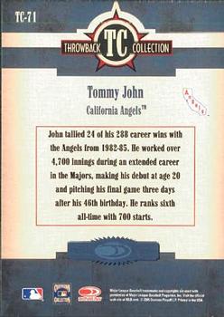 2005 Donruss Throwback Threads - Throwback Collection #TC-71 Tommy John Back