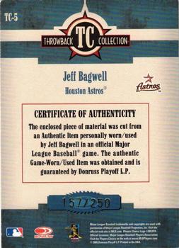 2005 Donruss Throwback Threads - Throwback Collection Material #TC-5 Jeff Bagwell Back