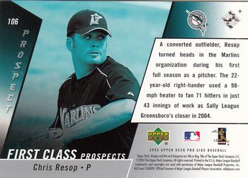 2005 Upper Deck Pro Sigs #106 Chris Resop Back