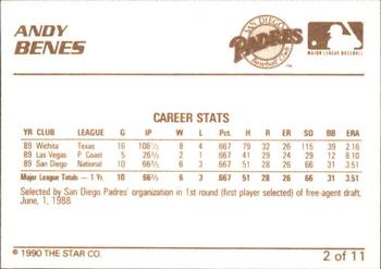 1990 Star Andy Benes #2 Andy Benes Back