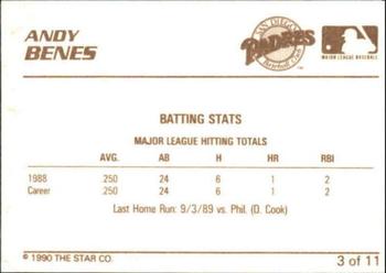 1990 Star Andy Benes #3 Andy Benes Back