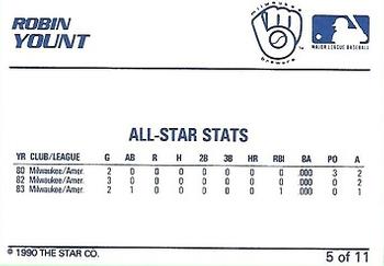 1990 Star Robin Yount #5 Robin Yount Back