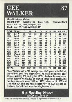 1991 Conlon Collection TSN - No MLB Logo #87 Gee Walker Back