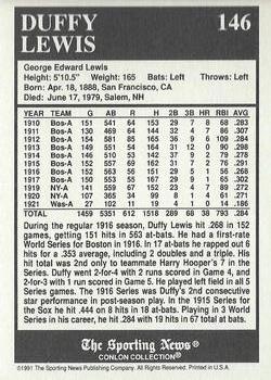 1991 Conlon Collection TSN - No MLB Logo #146 Duffy Lewis Back