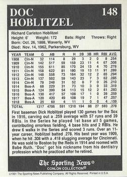 1991 Conlon Collection TSN - No MLB Logo #148 Dick Hoblitzell Back