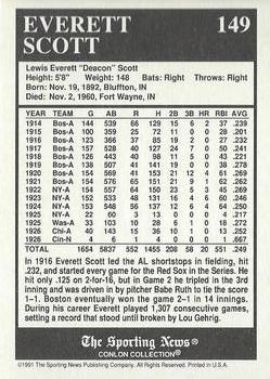 1991 Conlon Collection TSN - No MLB Logo #149 Everett Scott Back