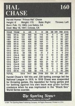 1991 Conlon Collection TSN - No MLB Logo #160 Hal Chase Back