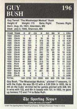 1991 Conlon Collection TSN - No MLB Logo #196 Guy Bush Back