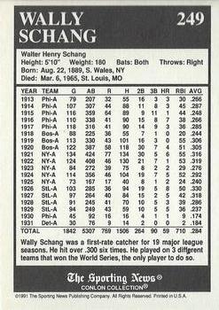 1991 Conlon Collection TSN - No MLB Logo #249 Wally Schang Back