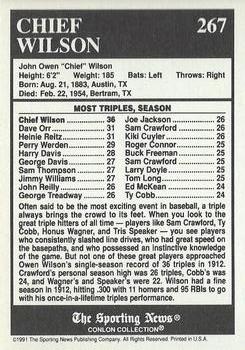 1991 Conlon Collection TSN - No MLB Logo #267 Chief Wilson Back